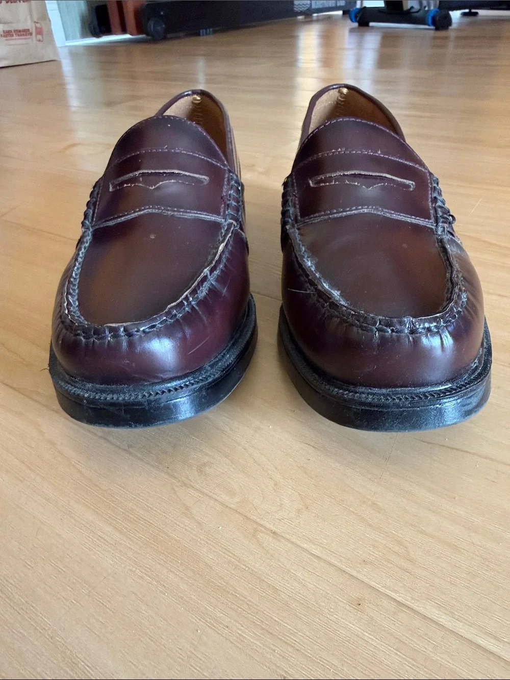 MENS NUNN BUSH LINCOLN MOC TOE PENNY LOAFER LEATHER CASUAL SHOE BURGUNDY SZ 12 M